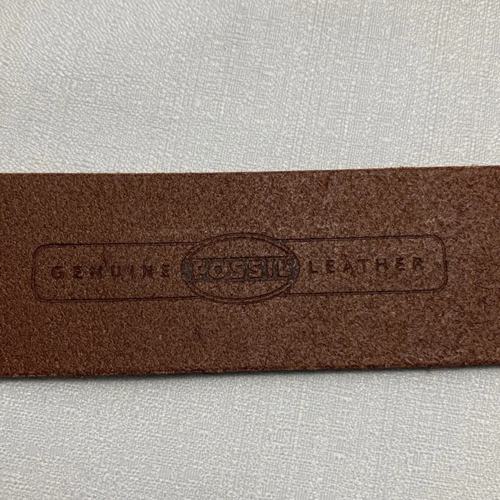Fossil Womens Wide Leather‎ Belt M Brown Brushed Brass Buckle Classic